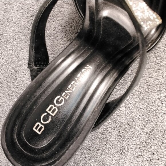 BCBGeneration Shoes Womens Size 6.5 Black Rhinestone Bows Pointed Toe Mule Heels - Picture 5 of 11